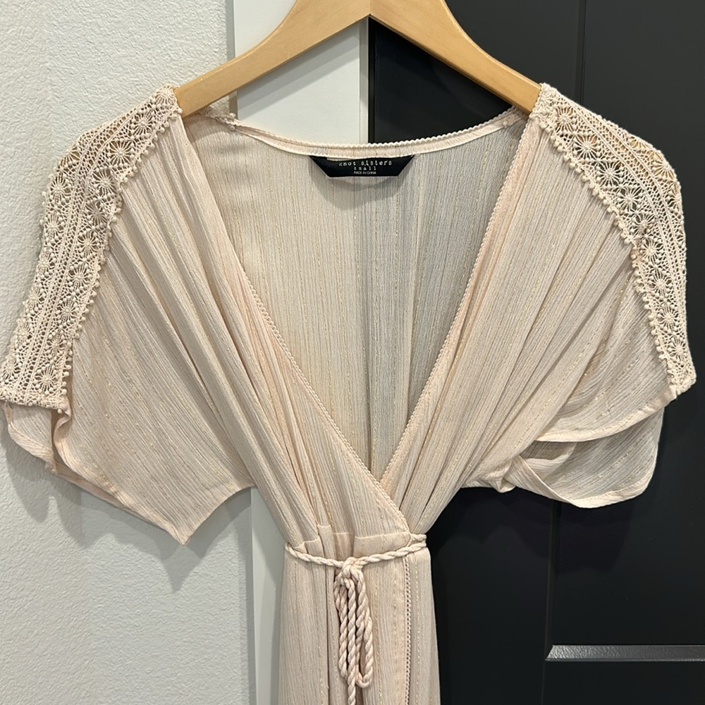 Gold and cream Maxi wrap dress.